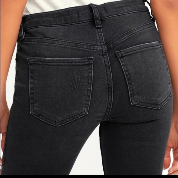 FREE PEOPLE good time people cropped  Rigid jeans Frayed black size 31 W… - Picture 4 of 16